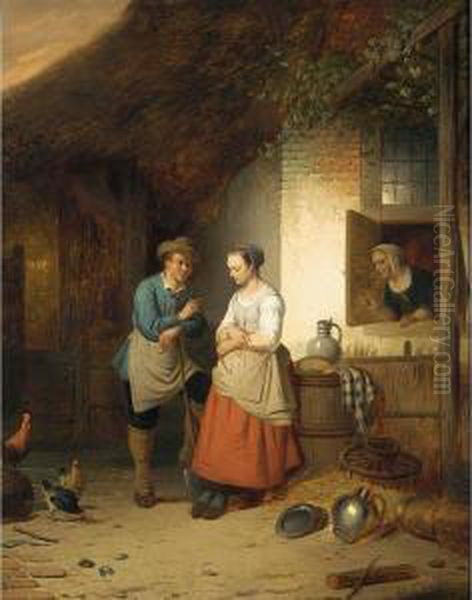 The Courtship Oil Painting by Adrien Ferdinand de Braekeleer