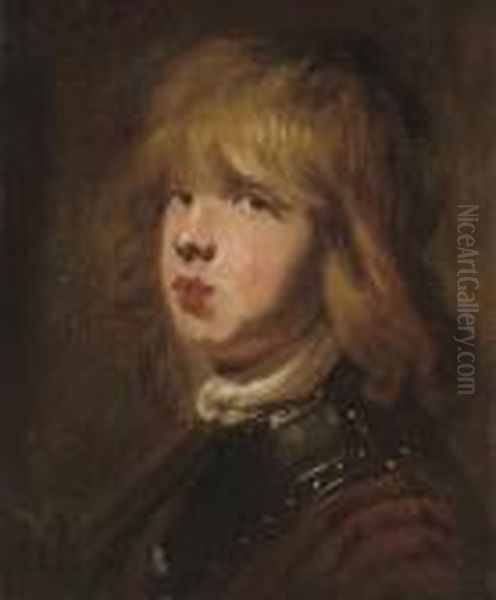 Portrait Of A Boy In An Armoured Breastplate Oil Painting by Jan De Bray