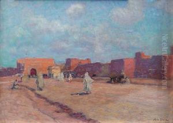 Devant Lesremparts De Marrakech Oil Painting by Alexis Louis De Broca