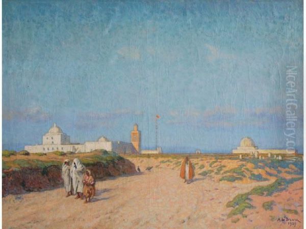 La Mosquee De Kairouan Oil Painting by Alexis Louis De Broca