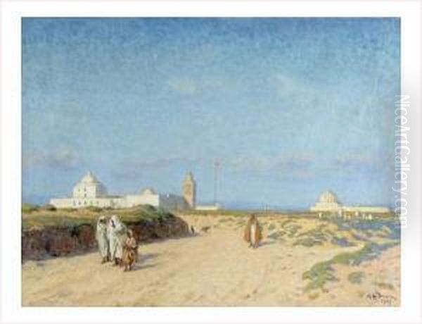 Mosquee A Kairouen Oil Painting by Alexis Louis De Broca