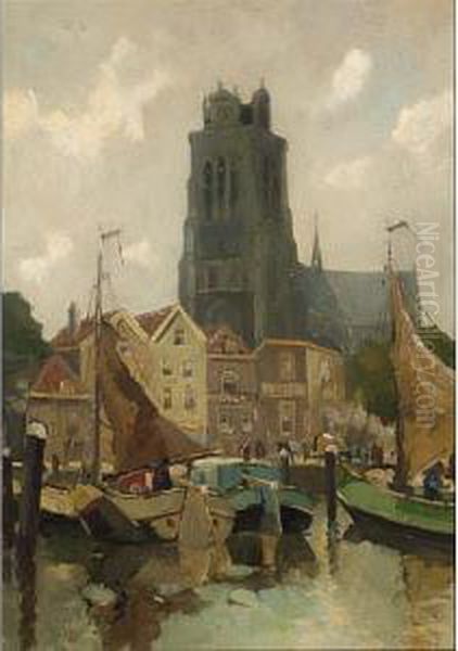 A View Of Dordrecht Oil Painting by Cornelis De Bruin