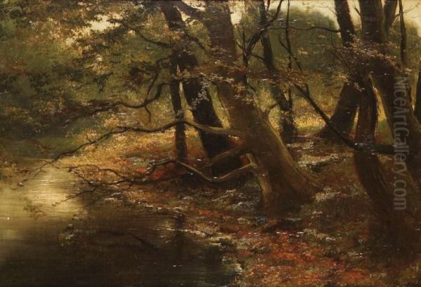 'le Ruisseau' Oil Painting by Leon Meuter De Brunin