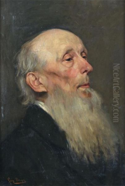 Old Bearded Man Oil Painting by Leon Meuter De Brunin