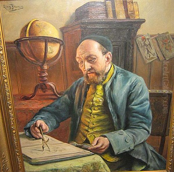 De Geograaf.
Le Geographe Oil Painting by Leon Meuter De Brunin