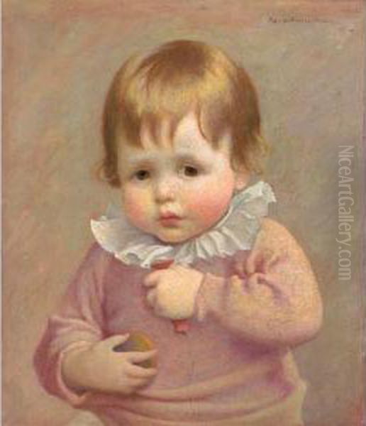 Portrait Of A Child Oil Painting by George Forest De Brush