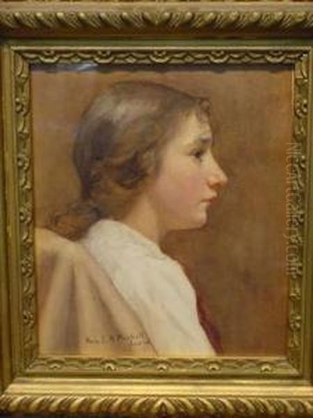 Portrait Of A Young Girl Oil Painting by George Forest De Brush