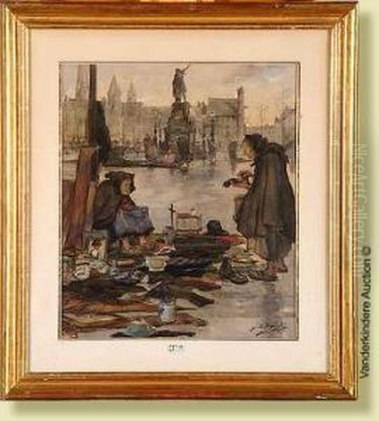 Marcheaux Puces Anime A Gand Oil Painting by Jules De Bruycker