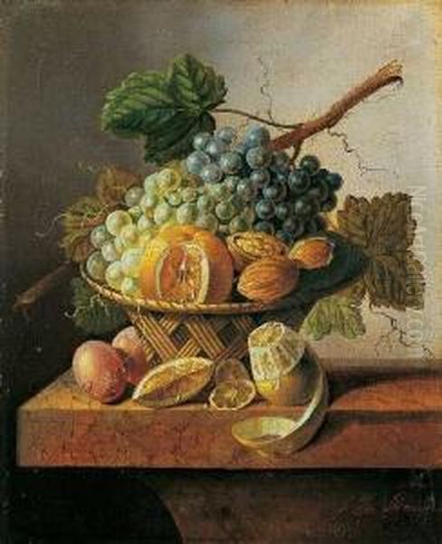 Fruchtestillleben. Oil Painting by Cornelis Johannes De Bruyn