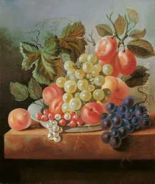 Fruchtestilleben. Oil Painting by Cornelis Johannes De Bruyn