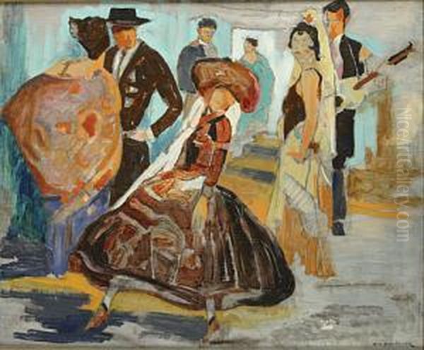 Fete Espagnole Oil Painting by Constant De Busschere