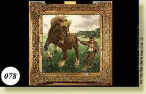 Le Paysan Et Son Cheval Oil Painting by Constant De Busschere