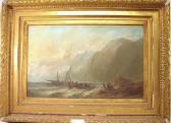 Shipwreck Scene Oil Painting by Alfred Edouard De Bylandt