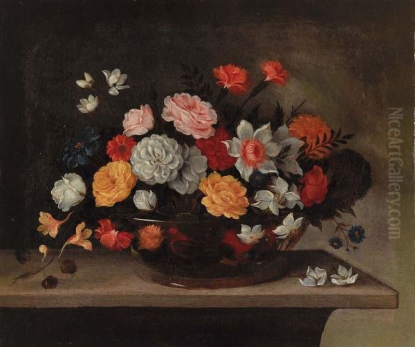 Natura Morta Di Fiori Oil Painting by Pedro de Camprobin