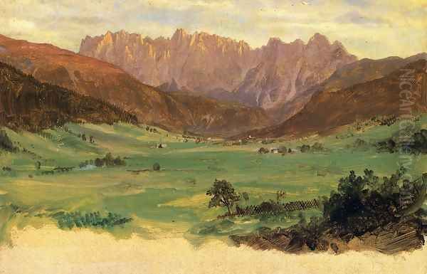 Hinter Schonau and Reiteralp Mountains, Bavaria Oil Painting by Frederic Edwin Church