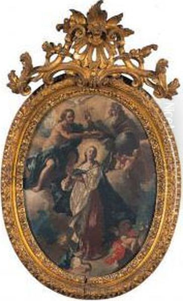 Immacolata Concezione Con La Santissima Trinita Oil Painting by Lorenzo De Caro