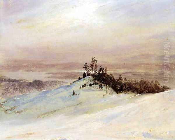 Winter on the Hudson River Near Catskill, New York Oil Painting by Frederic Edwin Church