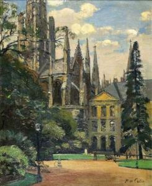 Abside D'une Cathedrale Oil Painting by Paul De Castro