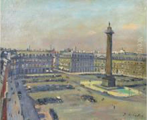 Place Vendome Oil Painting by Paul De Castro