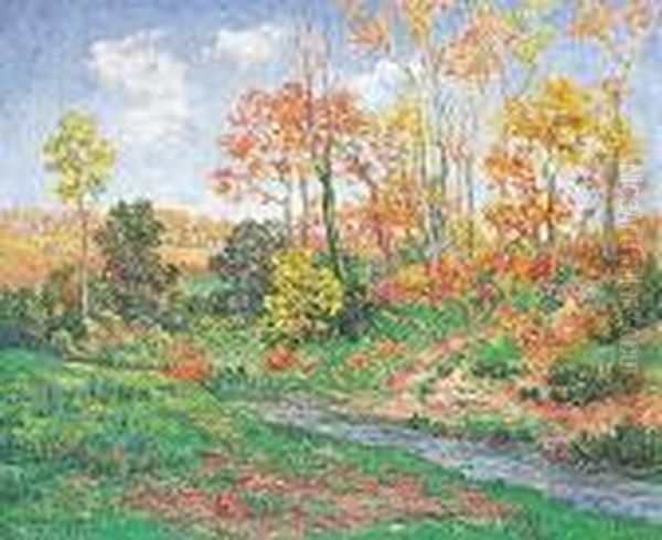 Petit Ruisseau Dans La Campagne Oil Painting by Ernest Ponthier De Chamaillard