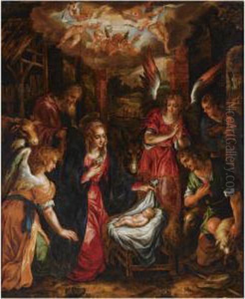 The Adoration Of The Shepherds Oil Painting by Hendrick De Clerck