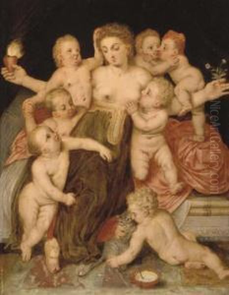 Charity Oil Painting by Hendrick De Clerck