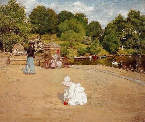 A Bit of the Terrace aka Early Morning Stroll Oil Painting by William Merritt Chase