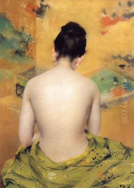 Back Of A Nude Oil Painting by William Merritt Chase