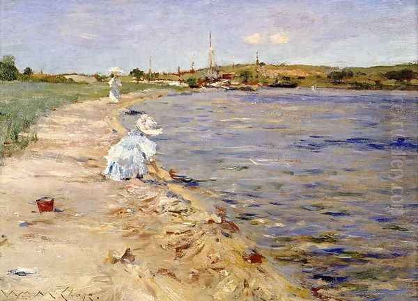 Beach Scene Morning At Canoe Place Oil Painting by William Merritt Chase