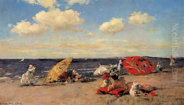 At The Seaside Oil Painting by William Merritt Chase