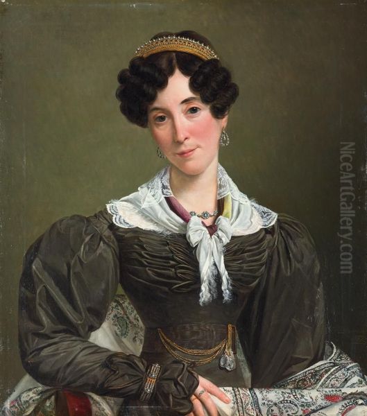 Portrait Of Victoire Du Bois, Wife Of Felix Eloy Oil Painting by Jean-Henri Decoene