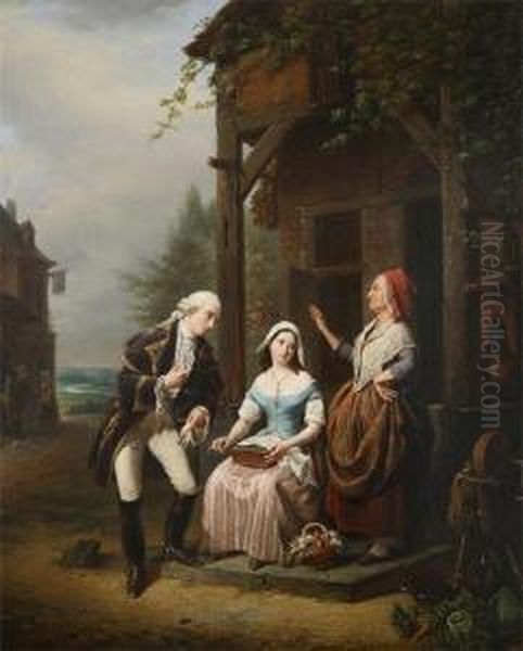 The Proposal Oil Painting by Jean-Henri Decoene