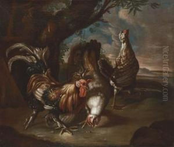 Fowl In A Landscape Oil Painting by David de Coninck