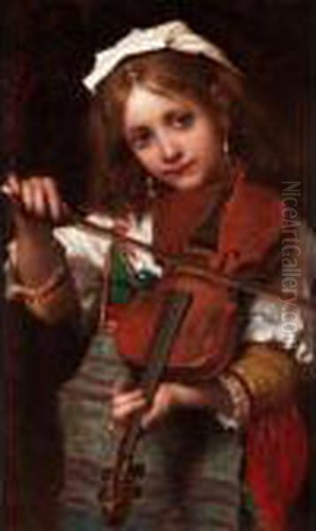 The Young Violinist Oil Painting by Pierre-Louis-Joseph de Coninck