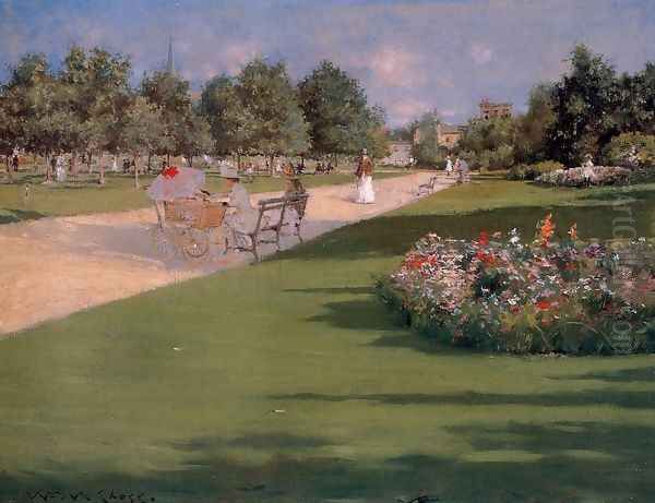 Tompkins Park Brooklyn Oil Painting by William Merritt Chase