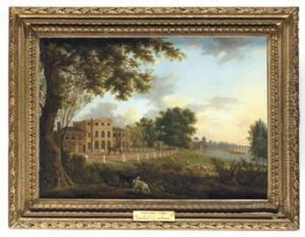 View Of Chelsea Farm With The Thames And Battersea Bridge Oil Painting by Hendrik Frans de Cort