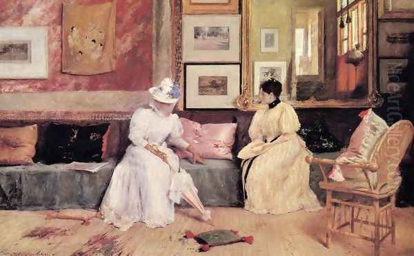 A Friendly Call Oil Painting by William Merritt Chase