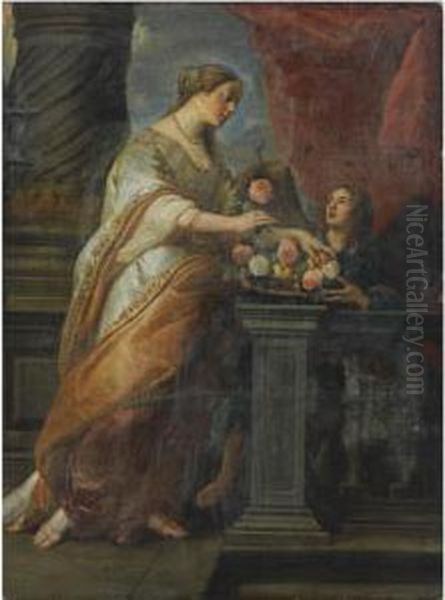 Saint Dorothea, Together With An Angel Oil Painting by Gaspar De Crayer