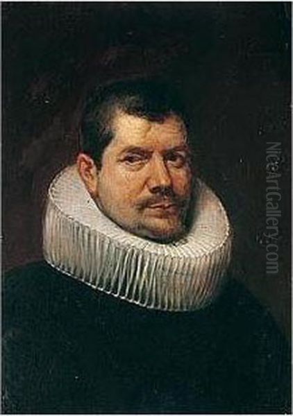 Portrait Of A Man, Half-length, Wearing Black Oil Painting by Gaspar De Crayer