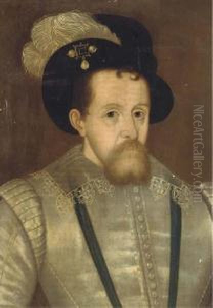 Portrait Of James I, Quarter-length, In A White Doublet And Lacecollar Oil Painting by John de Critz