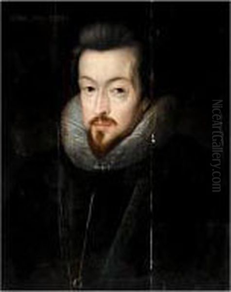 Portrait Of Robert Cecil, 1st Earl Of Salisbury (1563-1612) Oil Painting by John de Critz