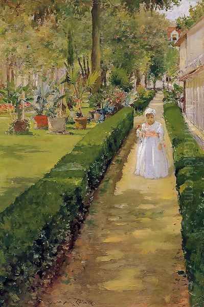 Child On A Garden Walk Oil Painting by William Merritt Chase