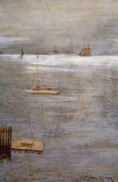 Sailboat At Anchor Oil Painting by William Merritt Chase