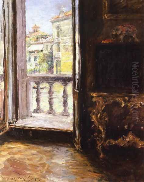 A Venetian Balcony Oil Painting by William Merritt Chase