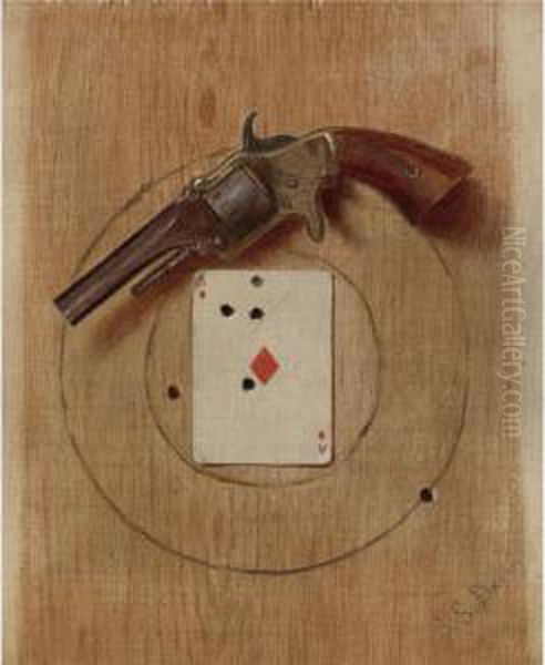 Pistol And Ace Oil Painting by De Scott Evans