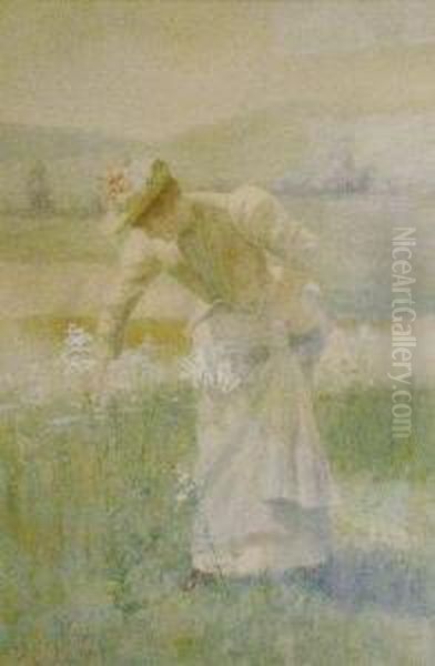 Picking Wildflowers Oil Painting by De Scott Evans