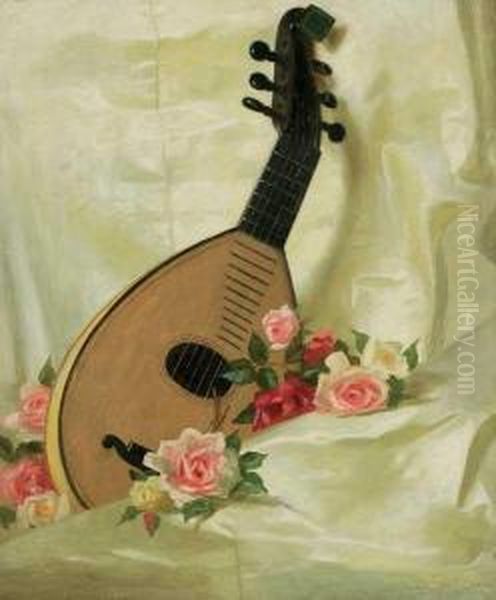 ''mandolin & Roses'' Oil Painting by De Scott Evans