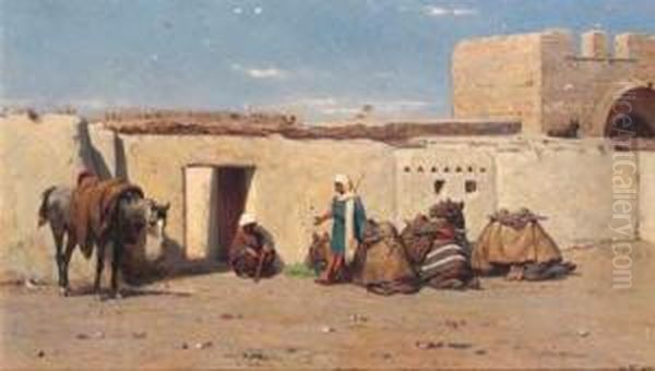 Arab Merchants Resting Oil Painting by Willem De Famars Testas