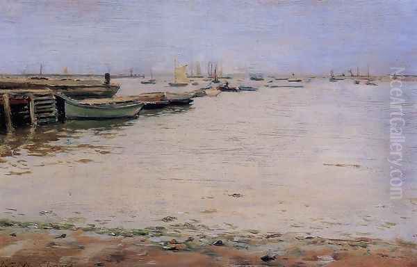 Gowanus Bay Aka Misty Day Gowanus Bay Oil Painting by William Merritt Chase