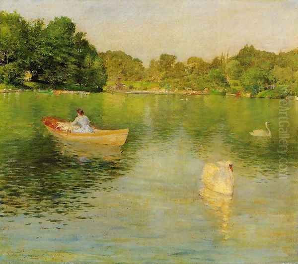 On The Lake Central Park Oil Painting by William Merritt Chase